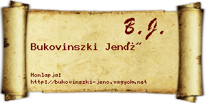 Bukovinszki Jenő névjegykártya